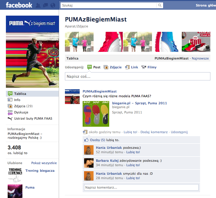 Puma biega na Facebooku Socializer 1304594724