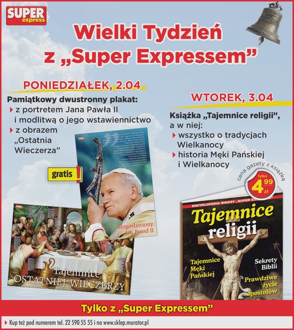 Super Express z plakatem Jana Pawła II i książką Super Express 1333211554