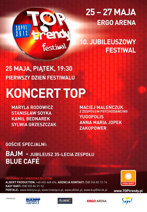 Sopot TOPtrendy 2012: Edyta Górniak, Bajm i Lady Pank na jubileusz POLSAT 1336508413