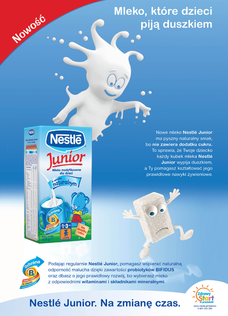 Nestle reklamuje "mleko, które dzieci piją duszkiem" Mediaedge:cia 1267630362