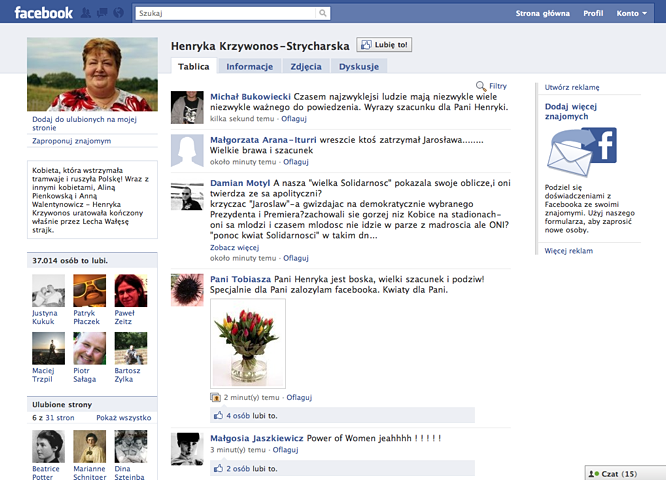 Henryka Krzywonos ma więcej fanów niż Doda Facebook 1283335779