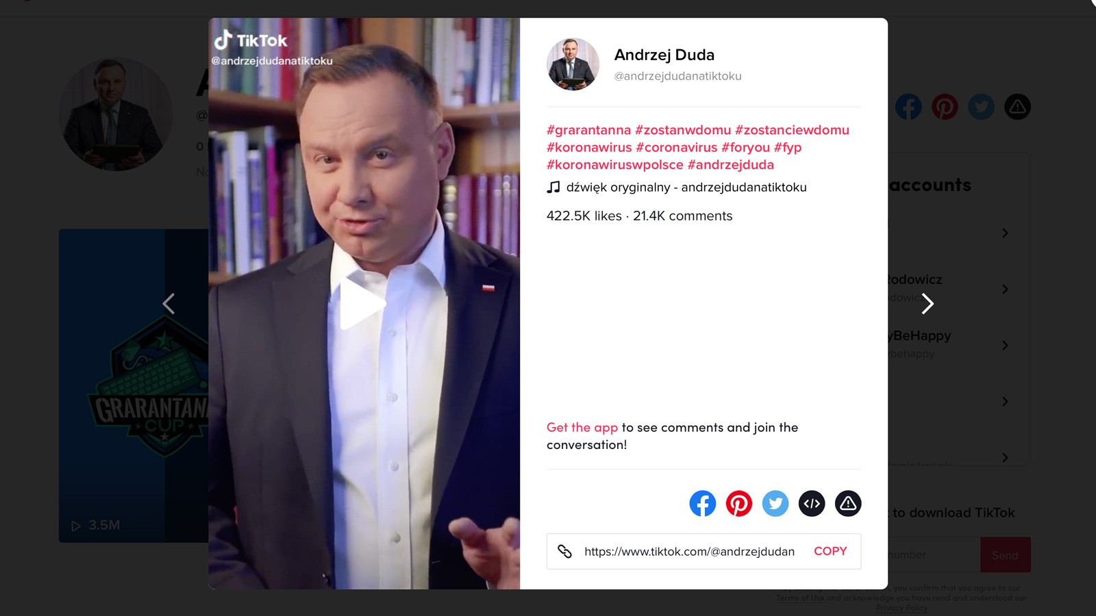 Prezydent Andrzej Duda pojawił się na Tik Toku TikTok mediarun Andrzej Duda tik tok 2020