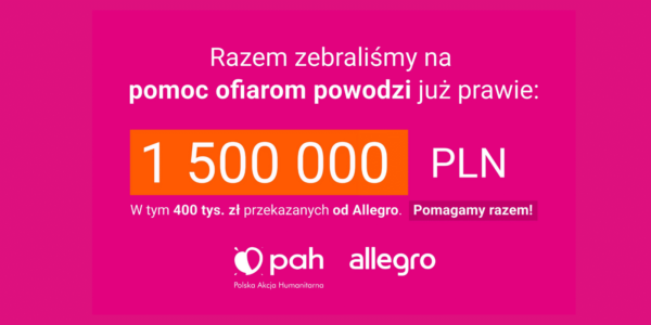 Klienci Allegro wspierają ofiary powodzi, a zbiórka „SOS Powódź” osiągnęła już niemal 1,5 miliona złotych!
