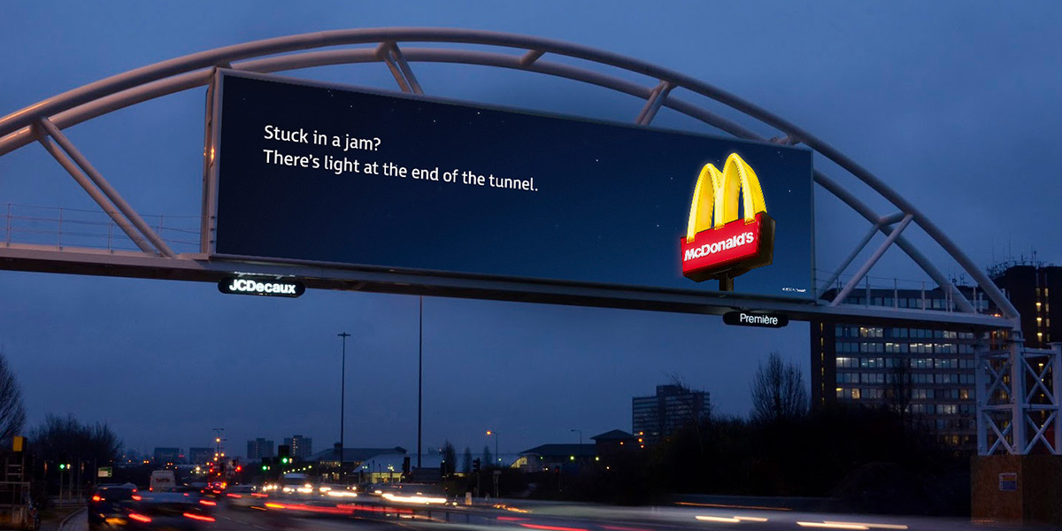 McDonald’s czy Burger King? Sprawdź, do którego z nich szybciej trafisz! Bilbordy Traffic marketing McDonalds